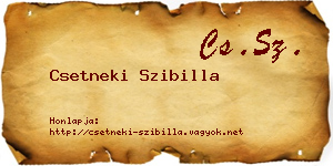 Csetneki Szibilla névjegykártya